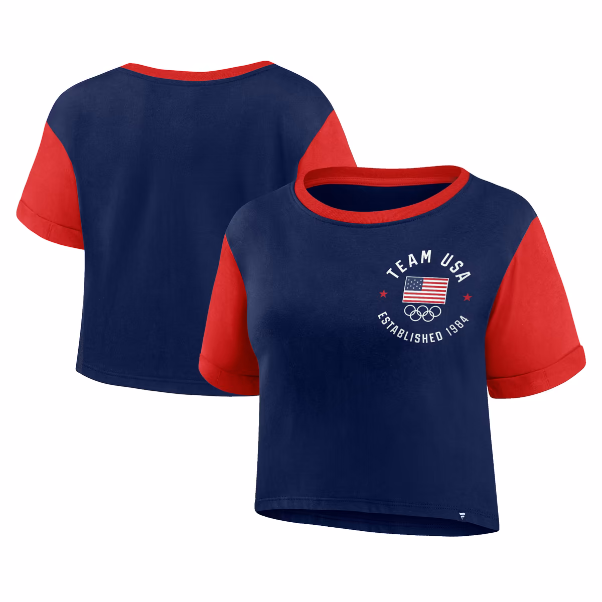 Women's Fanatics Navy/Red Team USA Circle Badge Cropped Fashion T-Shirt 6 Women's Fanatics Navy/Red Team USA Circle Badge Cropped Fashion T-Shirt