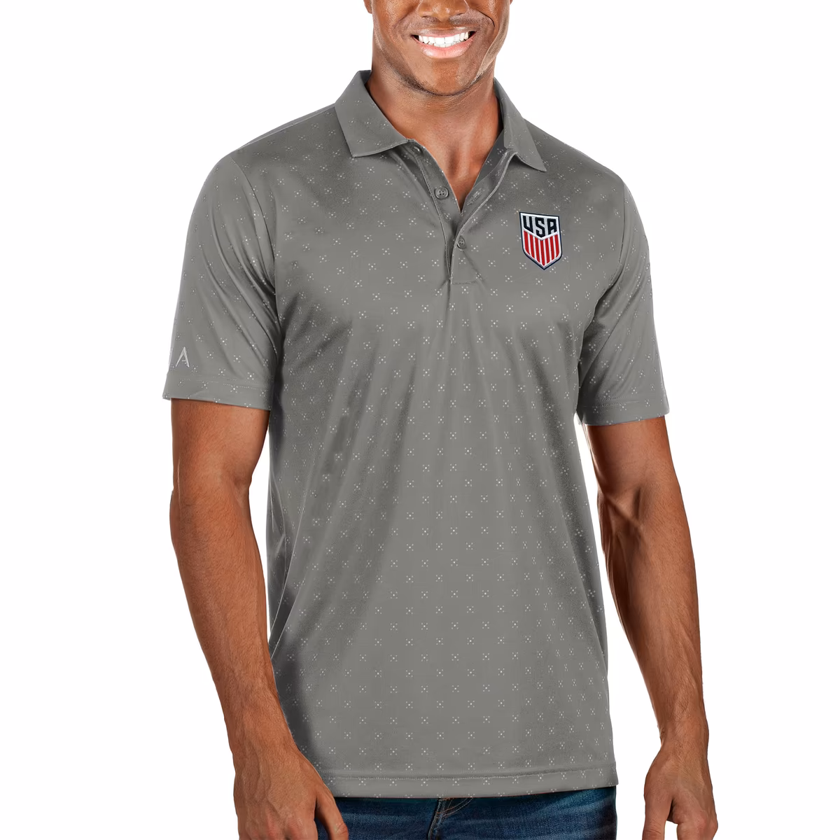 Men's Antigua Steel USMNT Spark Polo