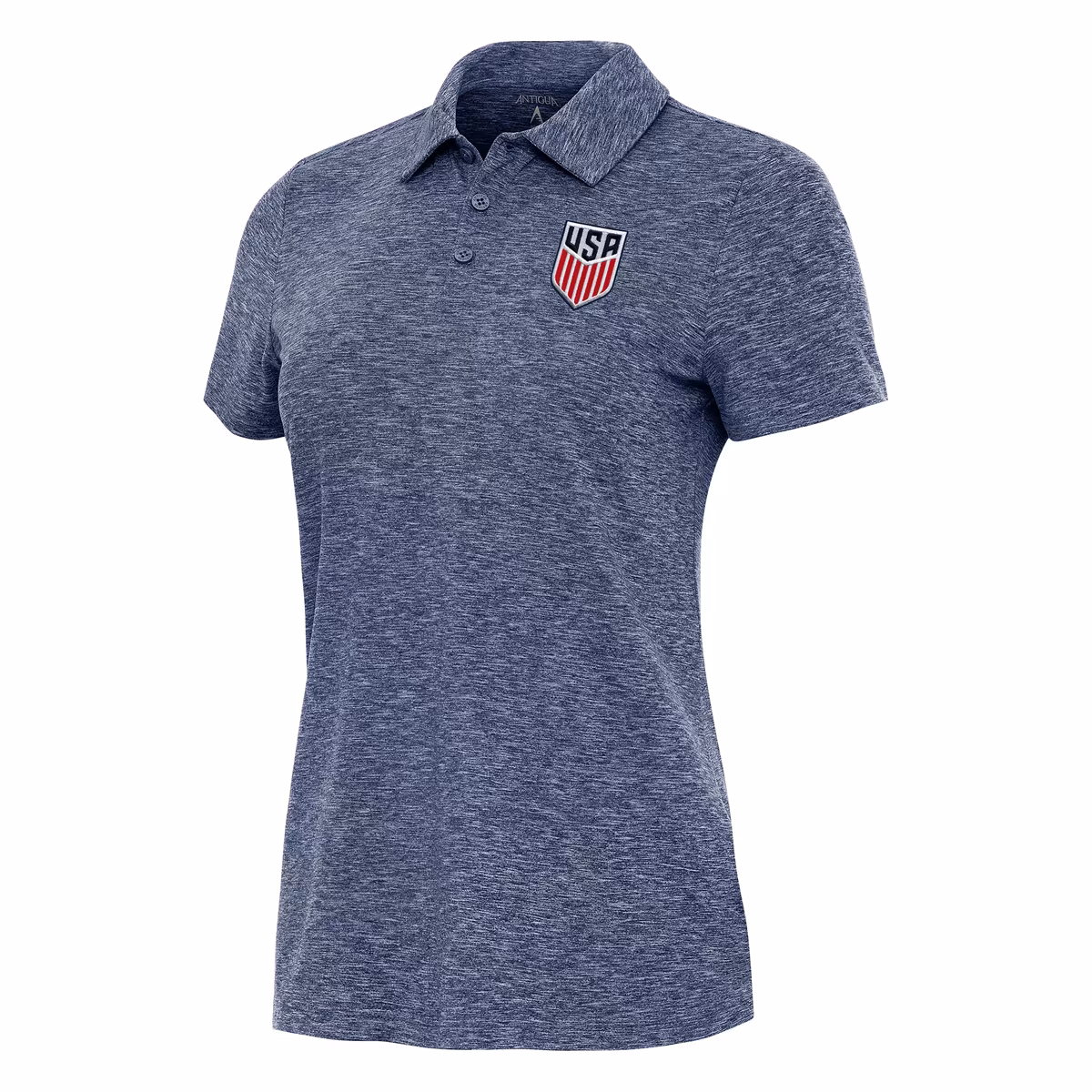 Women's Antigua Heather Navy USMNT Matter Polo