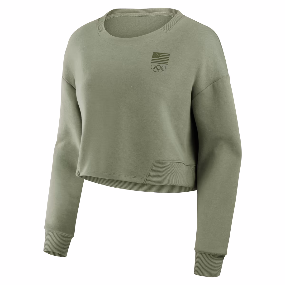Women's Fanatics Olive Team USA Studio Tri-Blend Cropped Pullover Sweatshirt 2 Women's Fanatics Olive Team USA Studio Tri-Blend Cropped Pullover Sweatshirt
