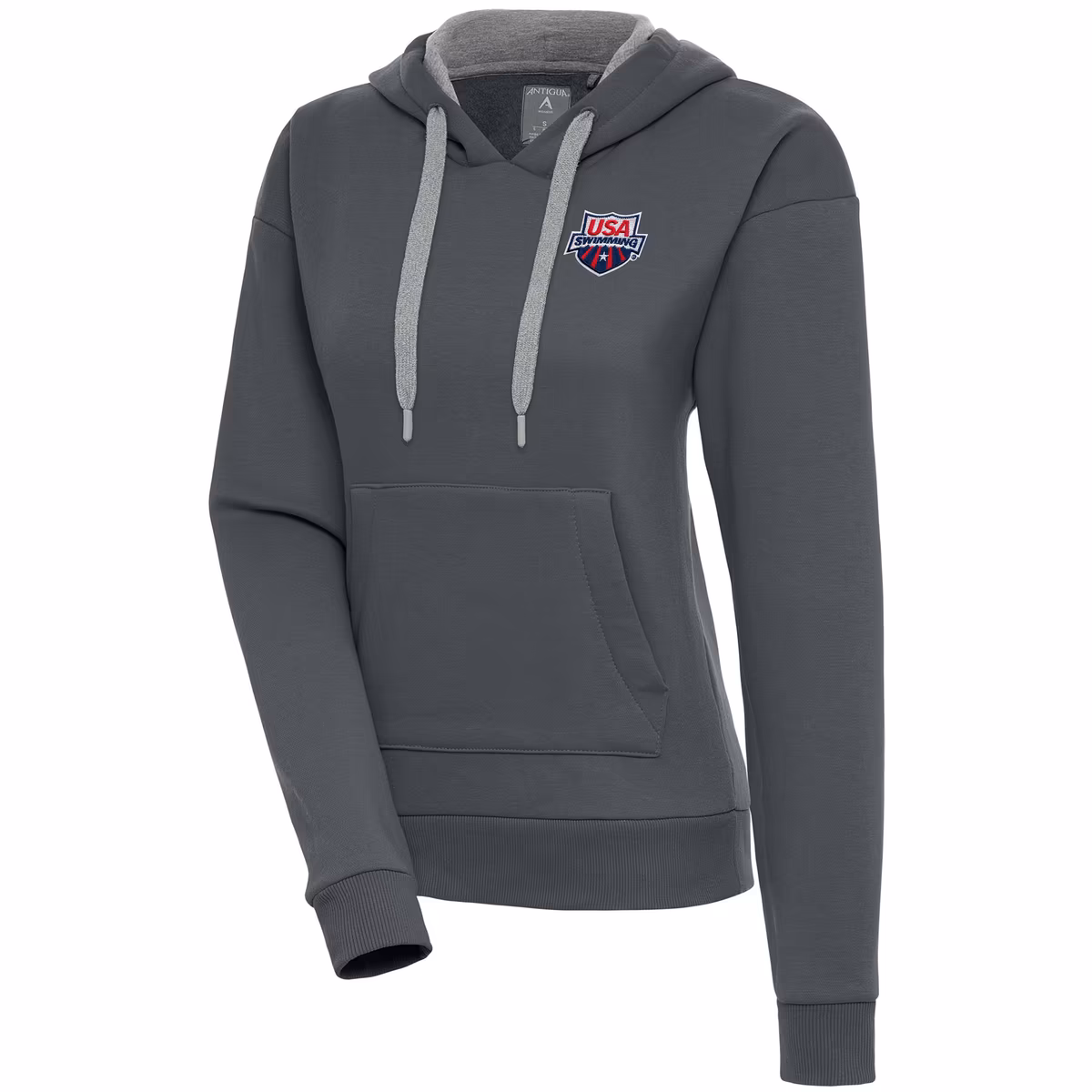 Women's Antigua Charcoal USA Swimming Victory Pullover Hoodie 3 Women's Antigua Charcoal USA Swimming Victory Pullover Hoodie