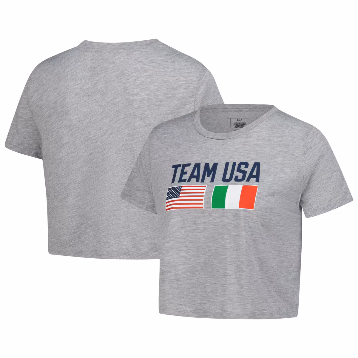 Women's Heather Gray Team USA Country Flags Loose Cropped T-Shirt 1 Women's Heather Gray Team USA Country Flags Loose Cropped T-Shirt