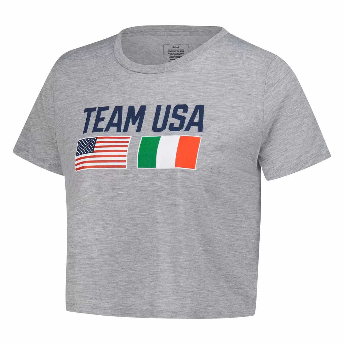 Women's Heather Gray Team USA Country Flags Loose Cropped T-Shirt 2 Women's Heather Gray Team USA Country Flags Loose Cropped T-Shirt