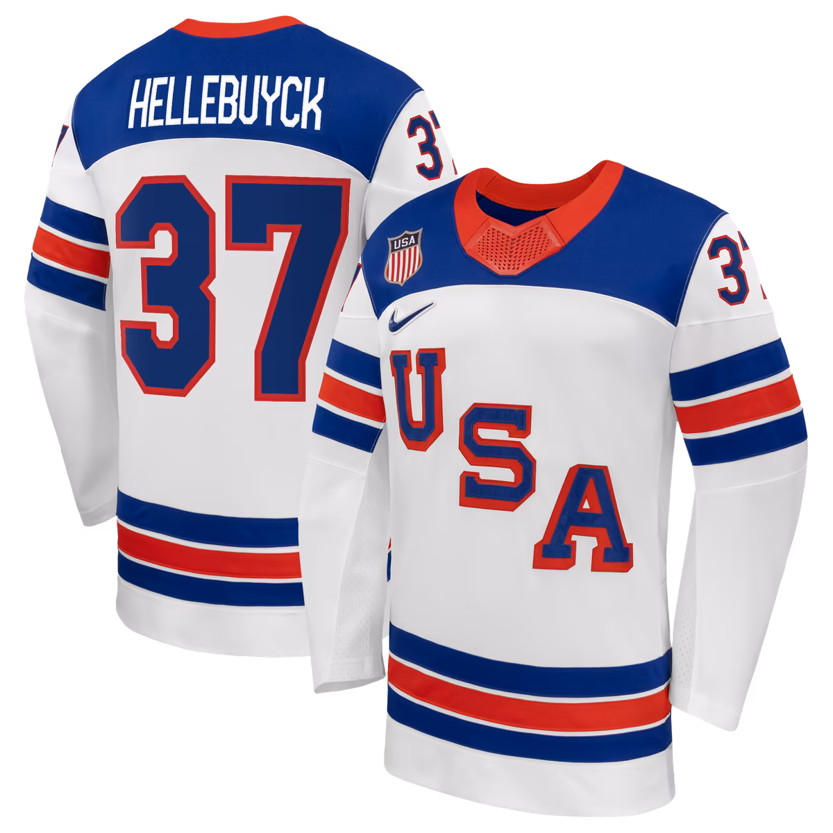 Men's Nike Connor Hellebuyck White US Hockey 2026 Away Replica Jersey 1 Men's Nike Connor Hellebuyck White US Hockey 2026 Away Replica Jersey