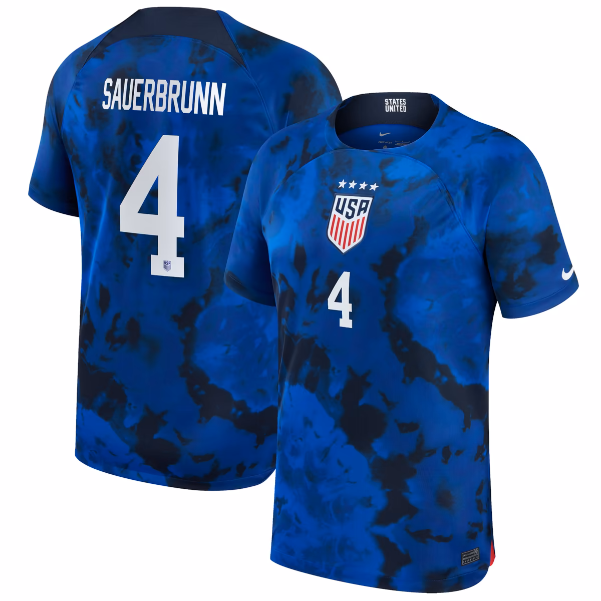 Men's Nike Becky Sauerbrunn Blue USWNT 2022/23 Away Breathe Stadium Replica Player Jersey
