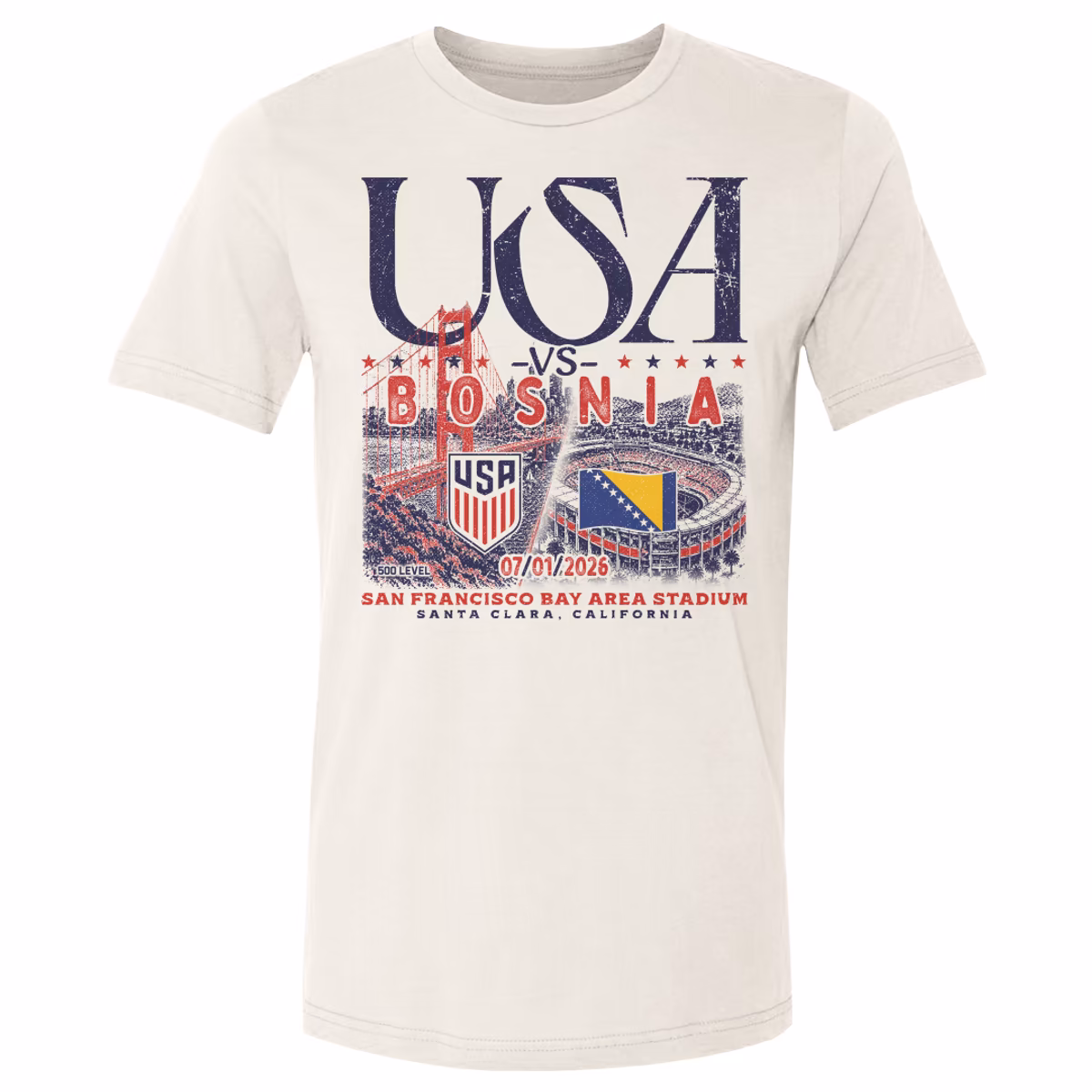 Men's 500 Level Natural USMNT USA vs. Bosnia and Herzegovina Matchup T-Shirt 7 Men's 500 Level Natural USMNT USA vs. Bosnia and Herzegovina Matchup T-Shirt