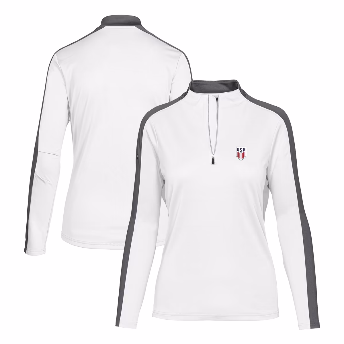 Women's Levelwear White USMNT Quarter-Zip Pullover Top