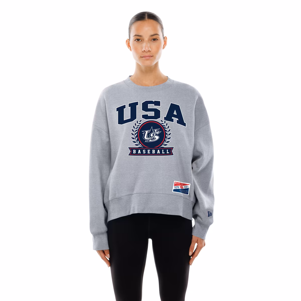 Women's New Era Gray USA Baseball 2026 World Baseball Classic Mineral Wash Dolmen Sleeve Fleece Sweatshirt 3 Women's New Era Gray USA Baseball 2026 World Baseball Classic Mineral Wash Dolmen Sleeve Fleece Sweatshirt