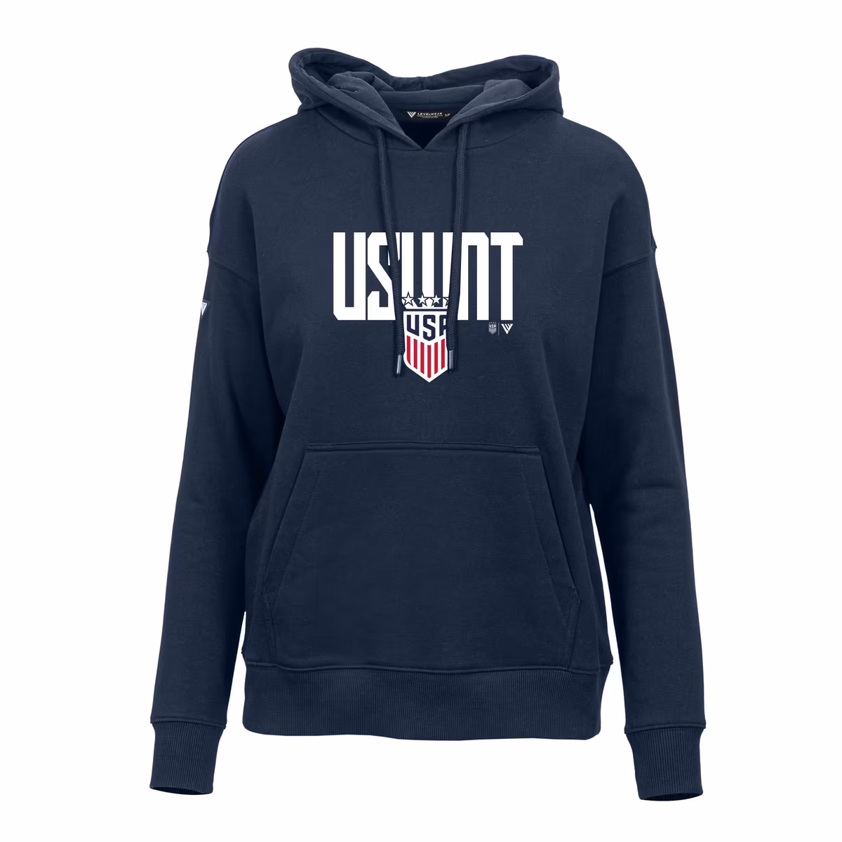 Women's Levelwear Navy USWNT Adorn Mascot Pullover Hoodie 2 Women's Levelwear Navy USWNT Adorn Mascot Pullover Hoodie