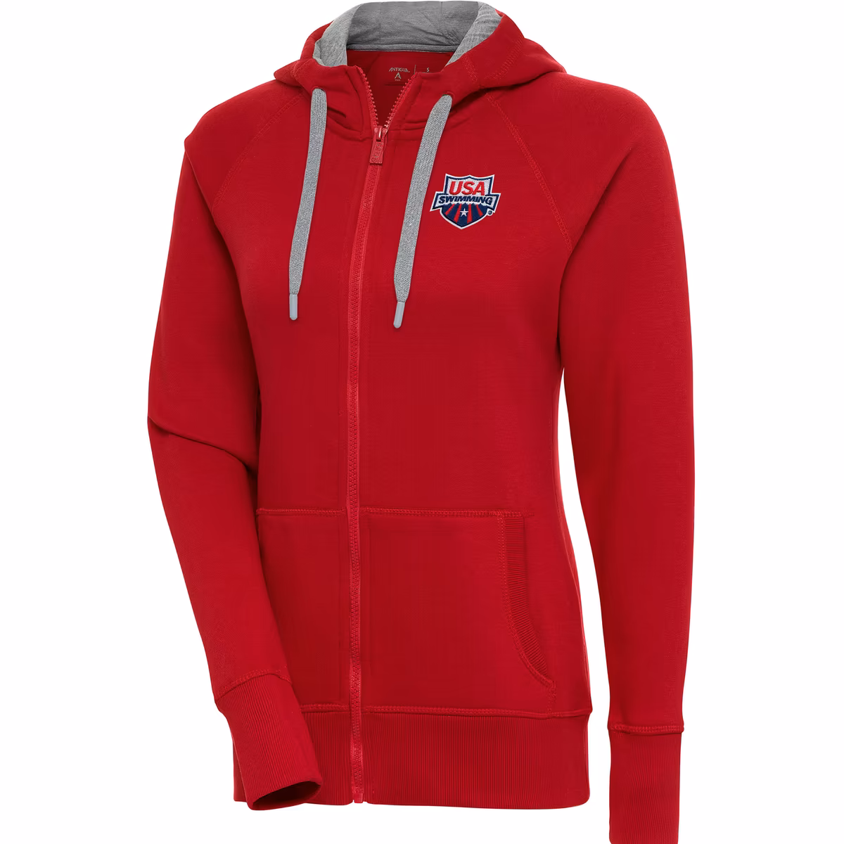 Women's Antigua  Red USA Swimming Victory Full-Zip Hoodie
