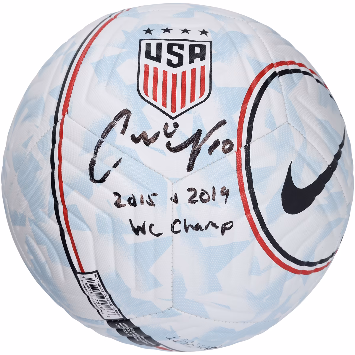 Carli Lloyd USWNT Autographed Nike USA Logo Soccer Ball with "2015, 2019 WC Champ" Inscription 6 Carli Lloyd USWNT Autographed Nike USA Logo Soccer Ball with "2015, 2019 WC Champ" Inscription