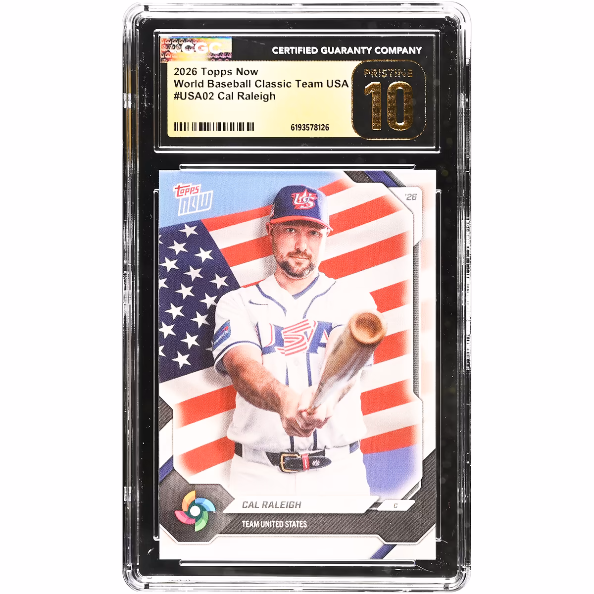 Cal Raleigh USA Baseball 2026 Topps Now #USA02 CGC Authenticated Pristine 10 Card 1 Cal Raleigh USA Baseball 2026 Topps Now #USA02 CGC Authenticated Pristine 10 Card