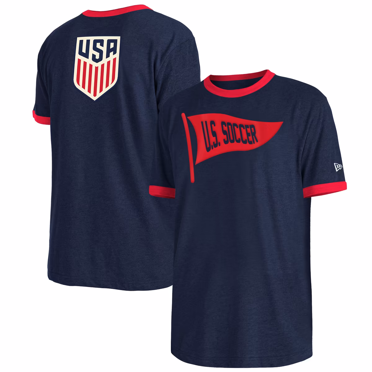 Men's New Era Navy USMNT Throwback Ringer T-Shirt