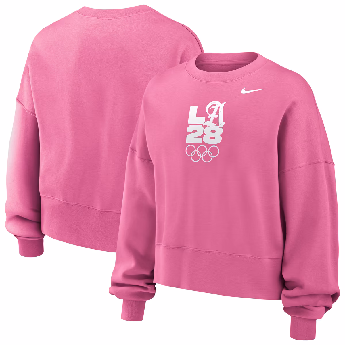 Girls Youth Nike Pink LA28 Summer Olympics Oversized Phoenix Fleece Sweatshirt