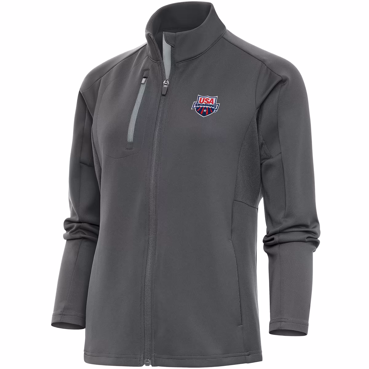 Women's Antigua Charcoal USA Swimming Generation Full-Zip Jacket 2 Women's Antigua Charcoal USA Swimming Generation Full-Zip Jacket