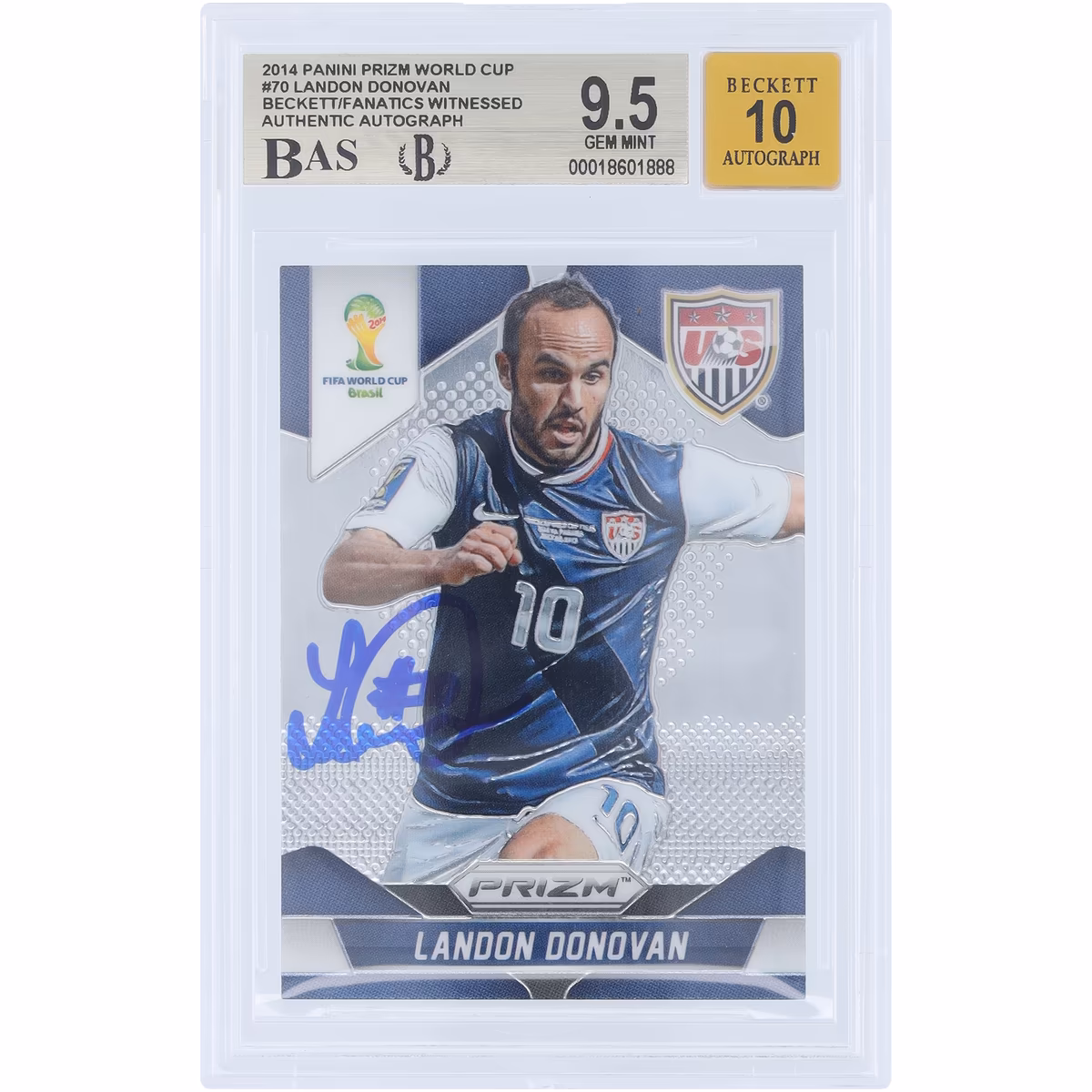 Landon Donovan USMNT Autographed 2014 Panini Prizm World Cup #70 Beckett Fanatics Witnessed Authenticated 9.5/10 Card 1 Landon Donovan USMNT Autographed 2014 Panini Prizm World Cup #70 Beckett Fanatics Witnessed Authenticated 9.5/10 Card