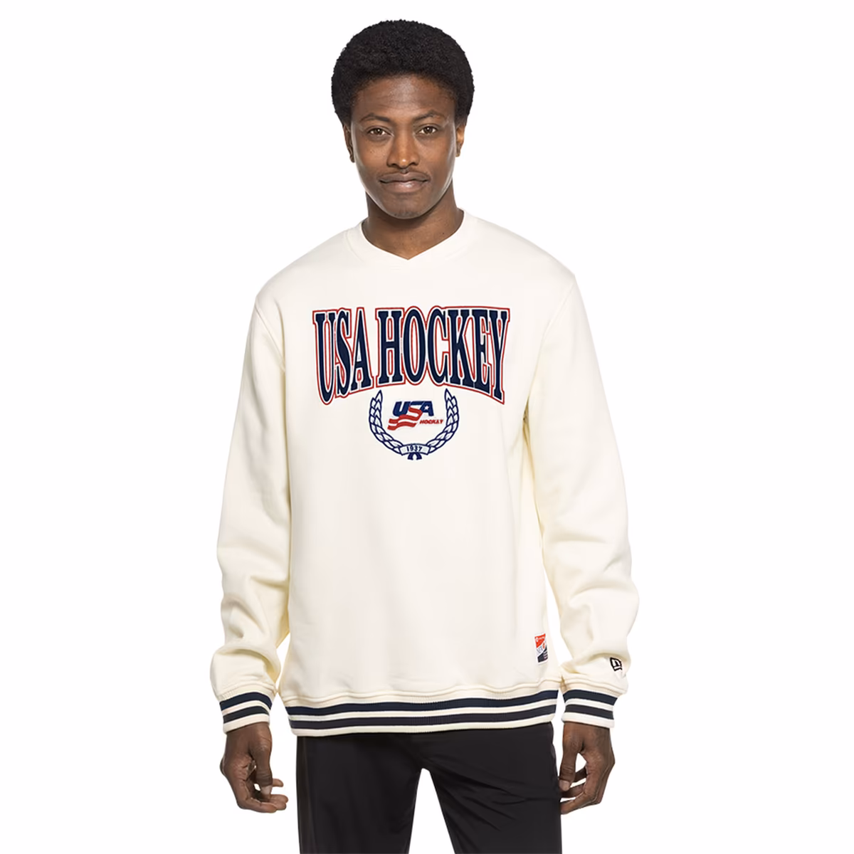 Men's New Era Cream US Hockey 2026 Throwback Fleece Sweatshirt
