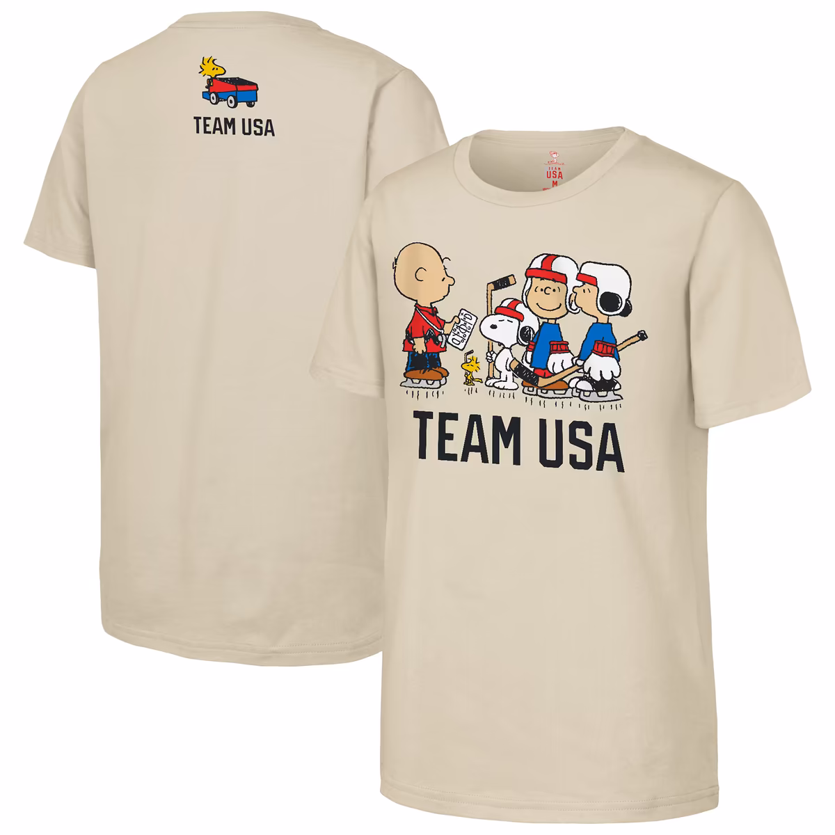 Youth Outerstuff Cream Team USA x Peanuts Team Hustle T-Shirt