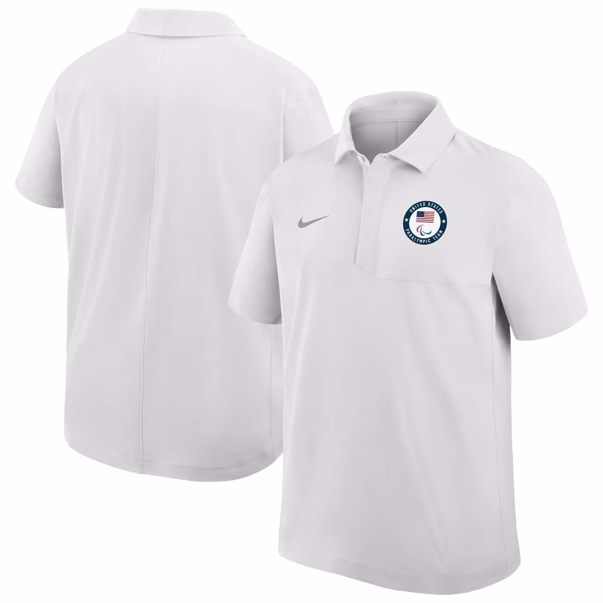 Men's Nike White U.S. Paralympics Woven Polo