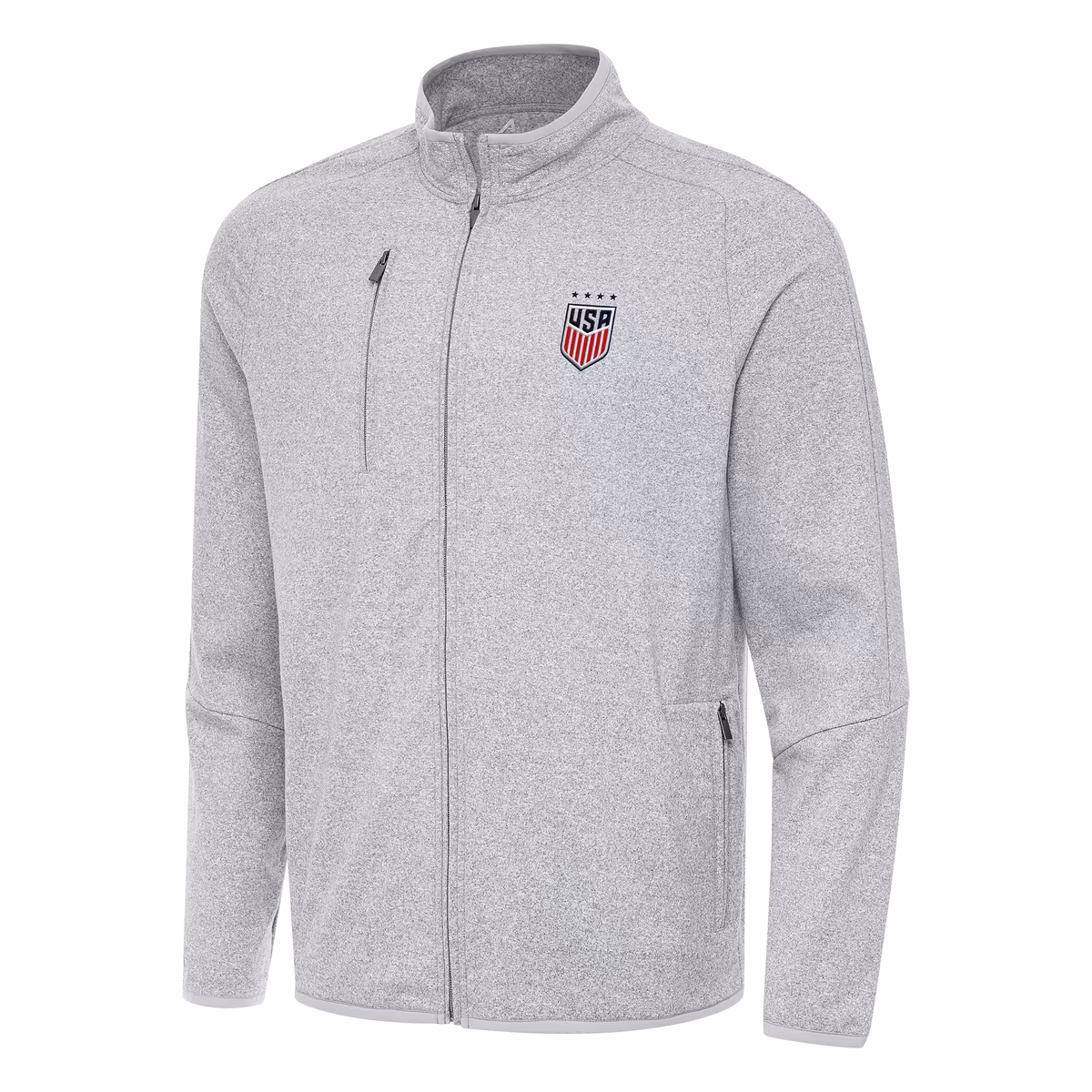 Men's Antigua Heather Gray USWNT Hold-Up Tri-Blend Full-Zip Jacket 1 Men's Antigua Heather Gray USWNT Hold-Up Tri-Blend Full-Zip Jacket