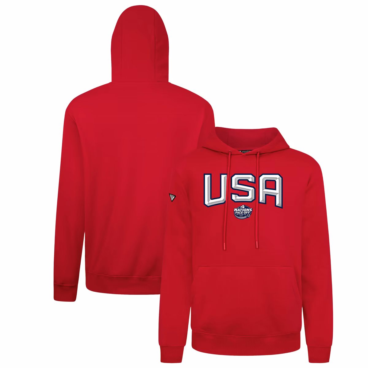 Men's Levelwear Red USA 2025 4 Nations Face-Off Podium Pullover Hoodie