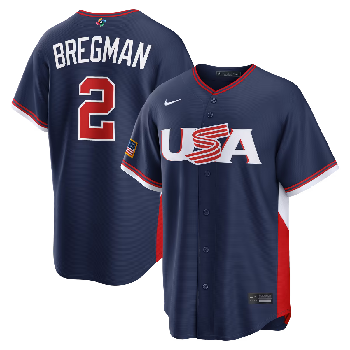 Men's Nike Alex Bregman Navy USA Baseball 2026 World Baseball Classic Road Stadium Jersey