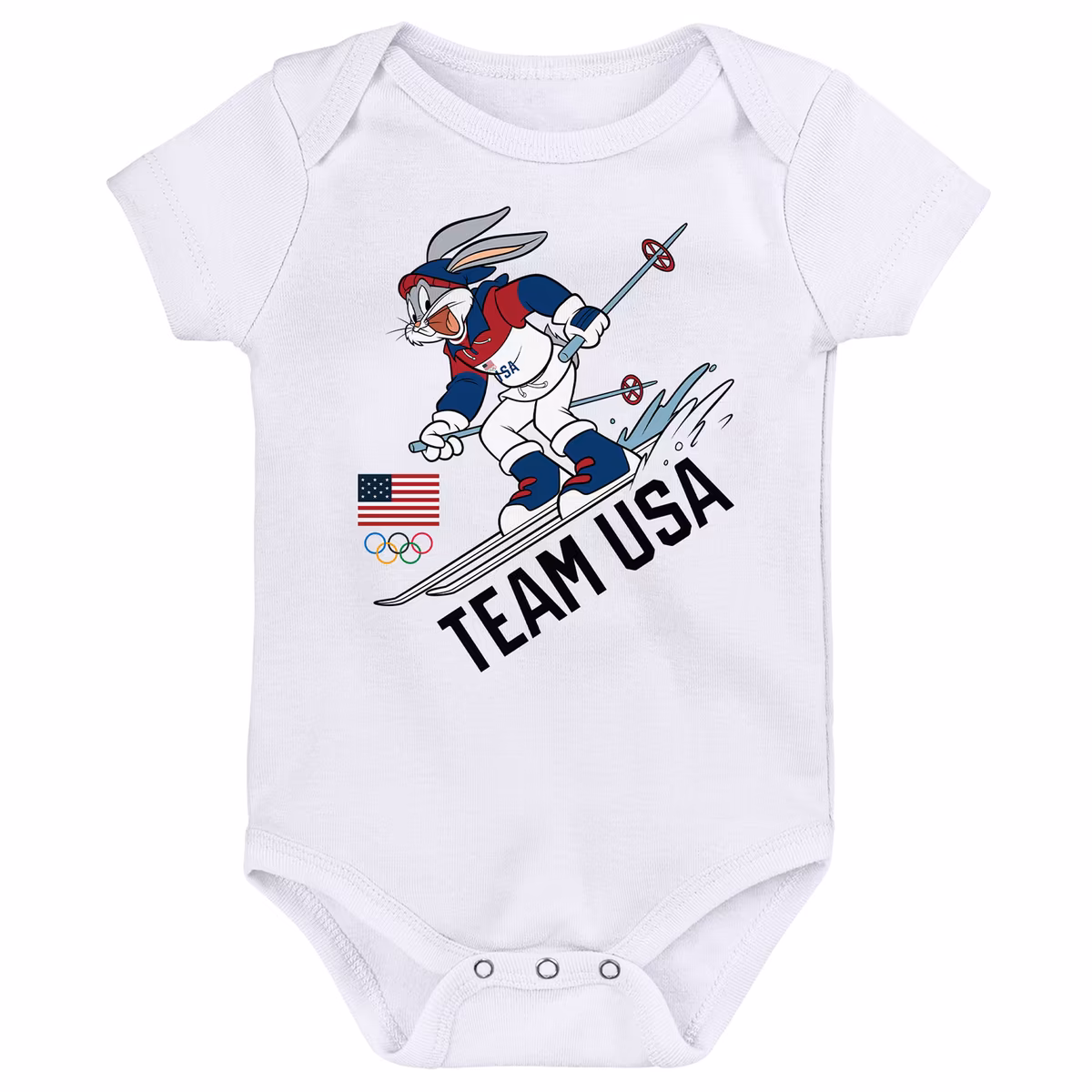 Infant Outerstuff  White Team USA x Looney Tunes Ski Pow-Pow Bodysuit