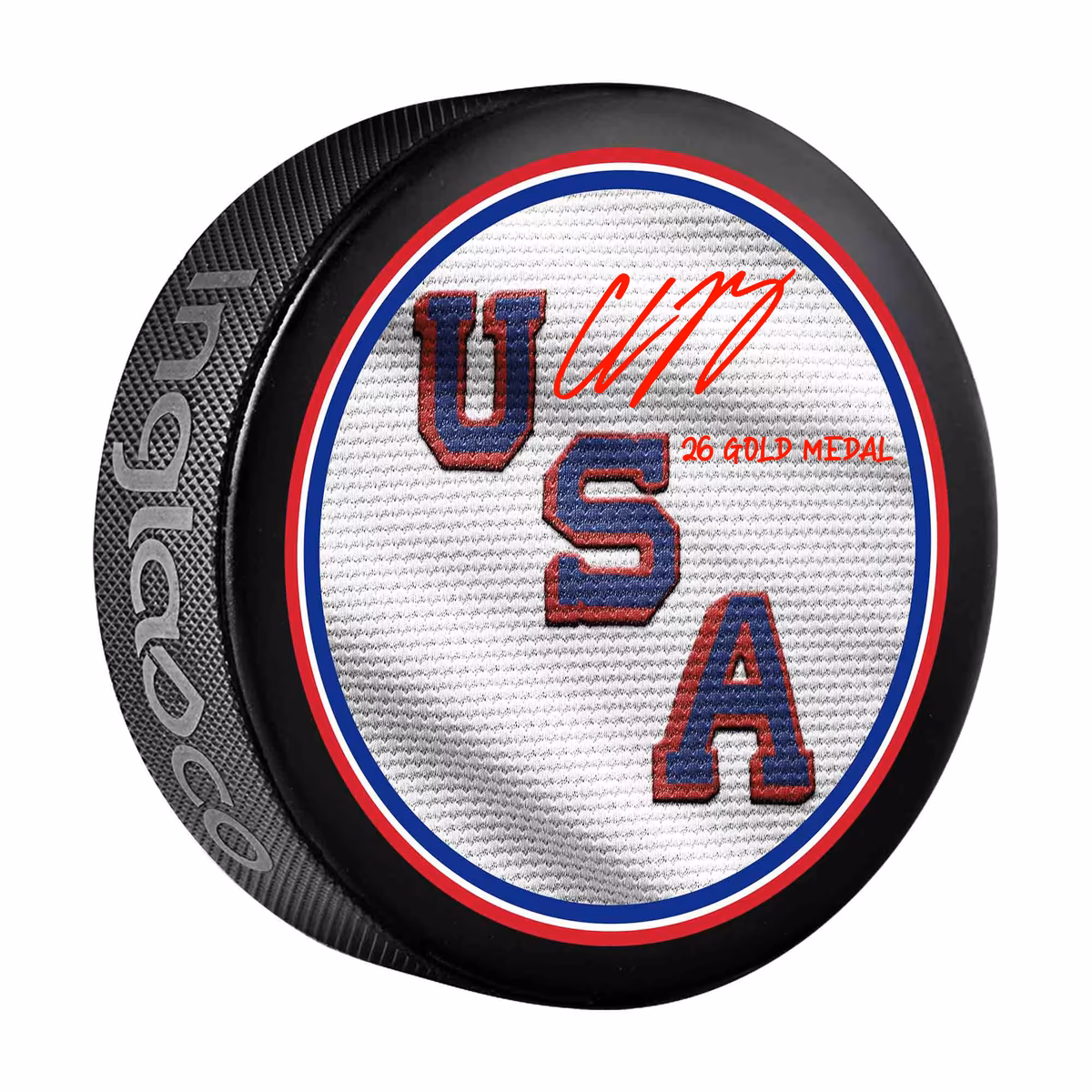 Charlie McAvoy Team USA Autographed 2026 Winter Olympics Hockey Puck with "26 Gold Medal" Inscription 7 Charlie McAvoy Team USA Autographed 2026 Winter Olympics Hockey Puck with "26 Gold Medal" Inscription