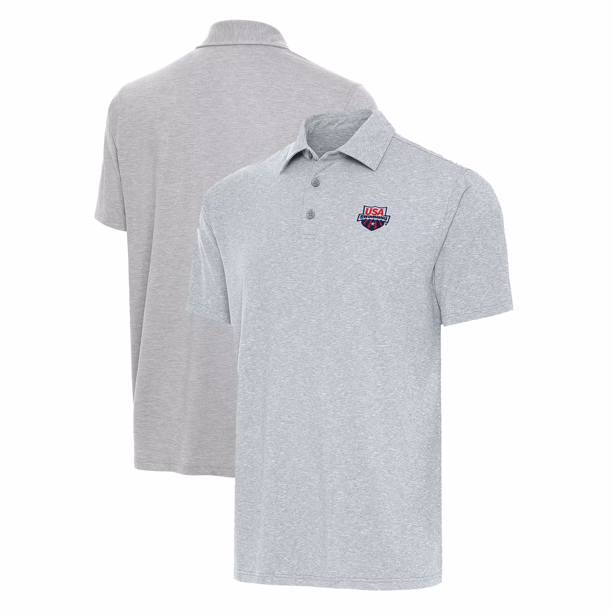 Men's Antigua Heather Gray USA Swimming Par 3 Polo 7 Men's Antigua Heather Gray USA Swimming Par 3 Polo
