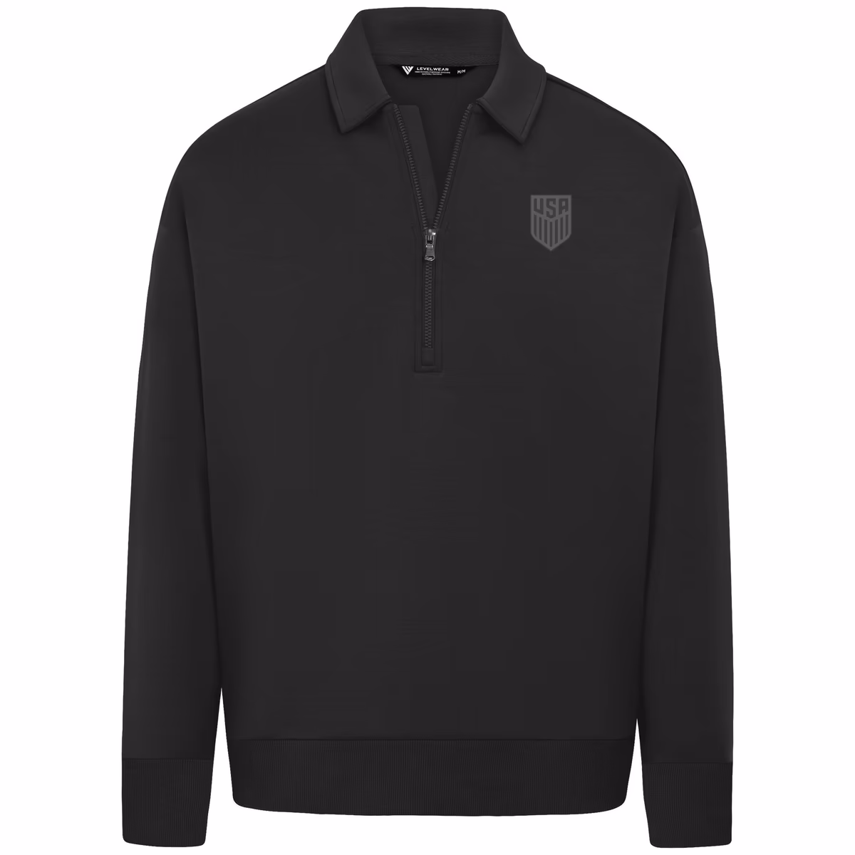 Men's Levelwear Black USMNT Luxe Signature Quarter-Zip Tri-Blend Sweatshirt 2 Men's Levelwear Black USMNT Luxe Signature Quarter-Zip Tri-Blend Sweatshirt