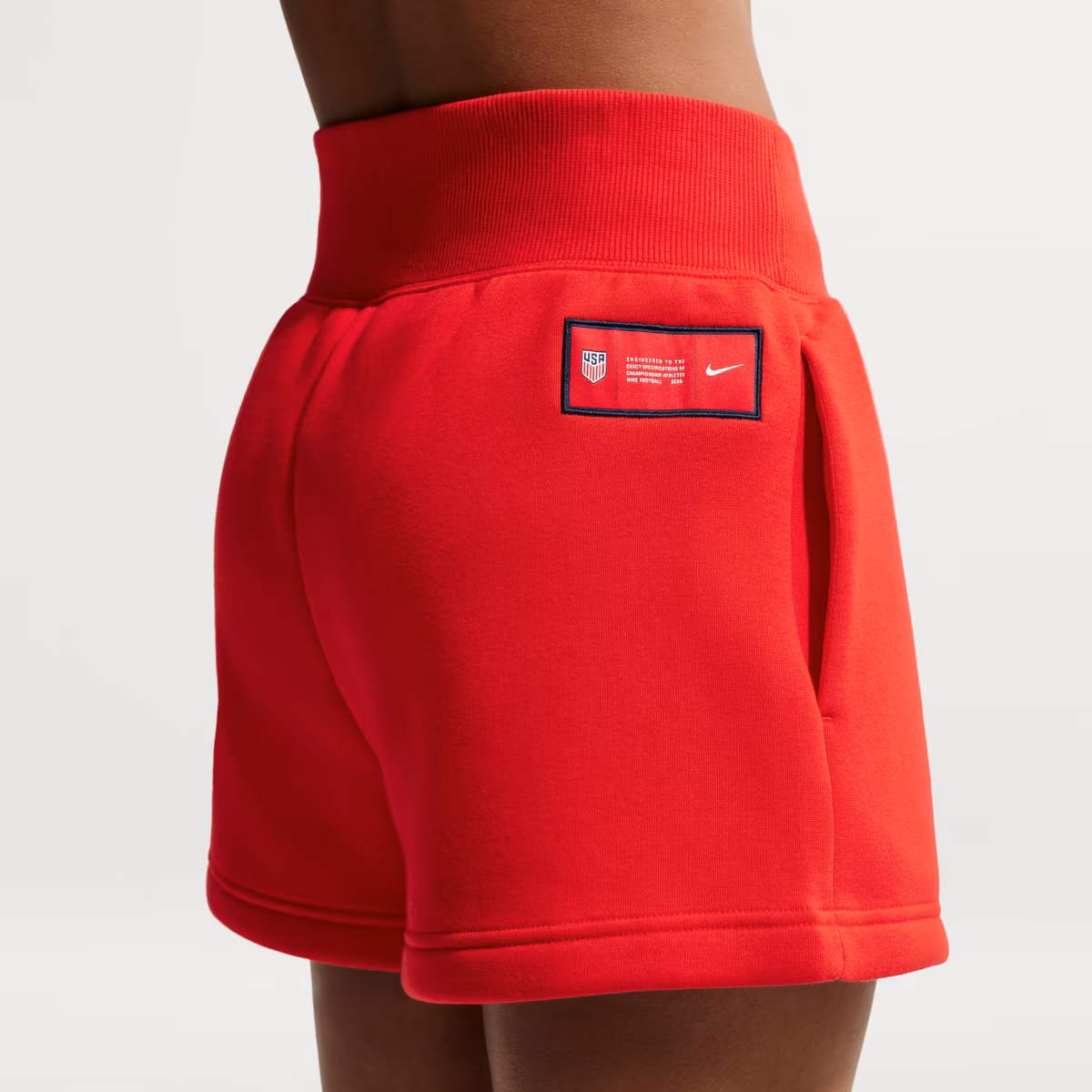 Women's Nike Red USMNT 2026 Phoenix Fleece High-Waisted Shorts 2 Women's Nike Red USMNT 2026 Phoenix Fleece High-Waisted Shorts