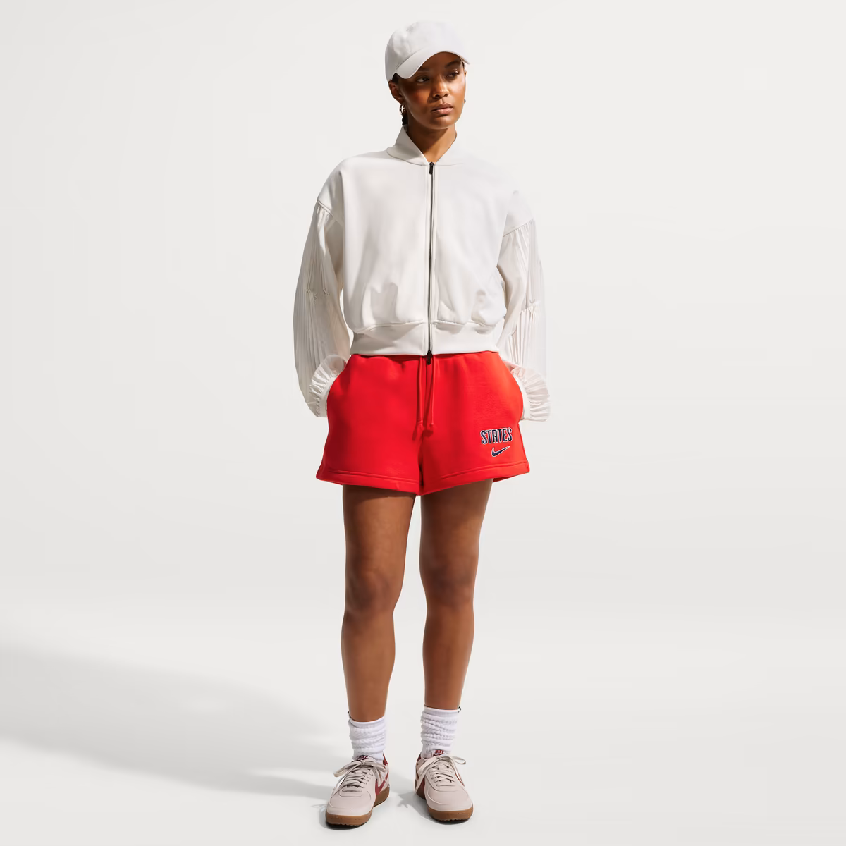 Women's Nike Red USMNT 2026 Phoenix Fleece High-Waisted Shorts 3 Women's Nike Red USMNT 2026 Phoenix Fleece High-Waisted Shorts