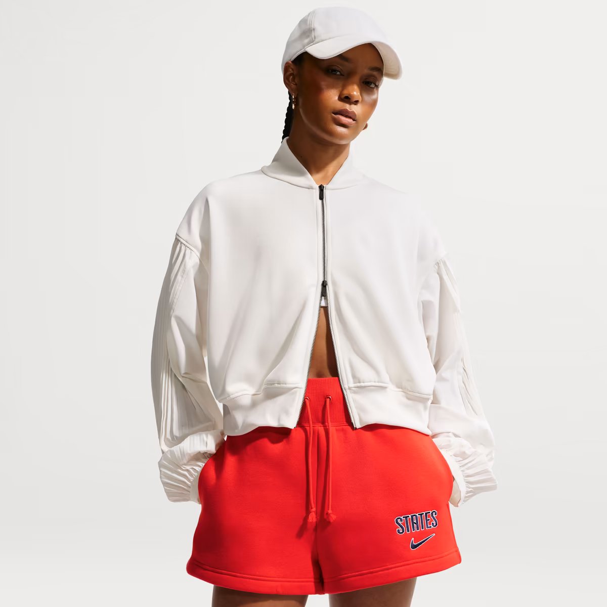 Women's Nike Red USMNT 2026 Phoenix Fleece High-Waisted Shorts 5 Women's Nike Red USMNT 2026 Phoenix Fleece High-Waisted Shorts