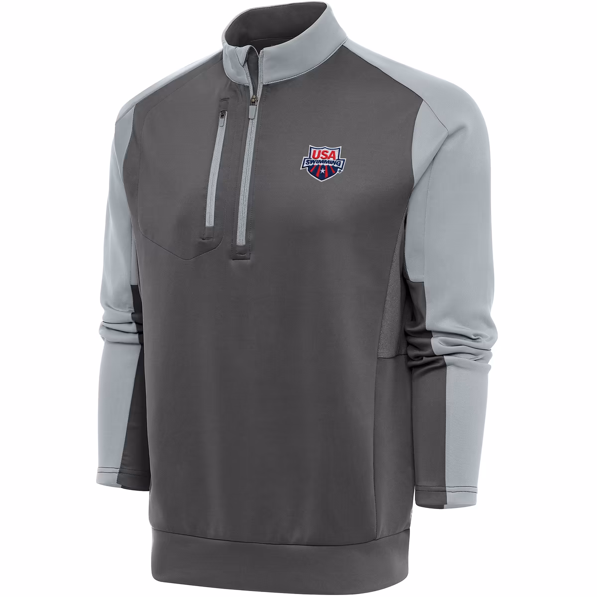 Men's Antigua Charcoal/Silver USA Swimming Team Quarter-Zip Pullover Top 7 Men's Antigua Charcoal/Silver USA Swimming Team Quarter-Zip Pullover Top
