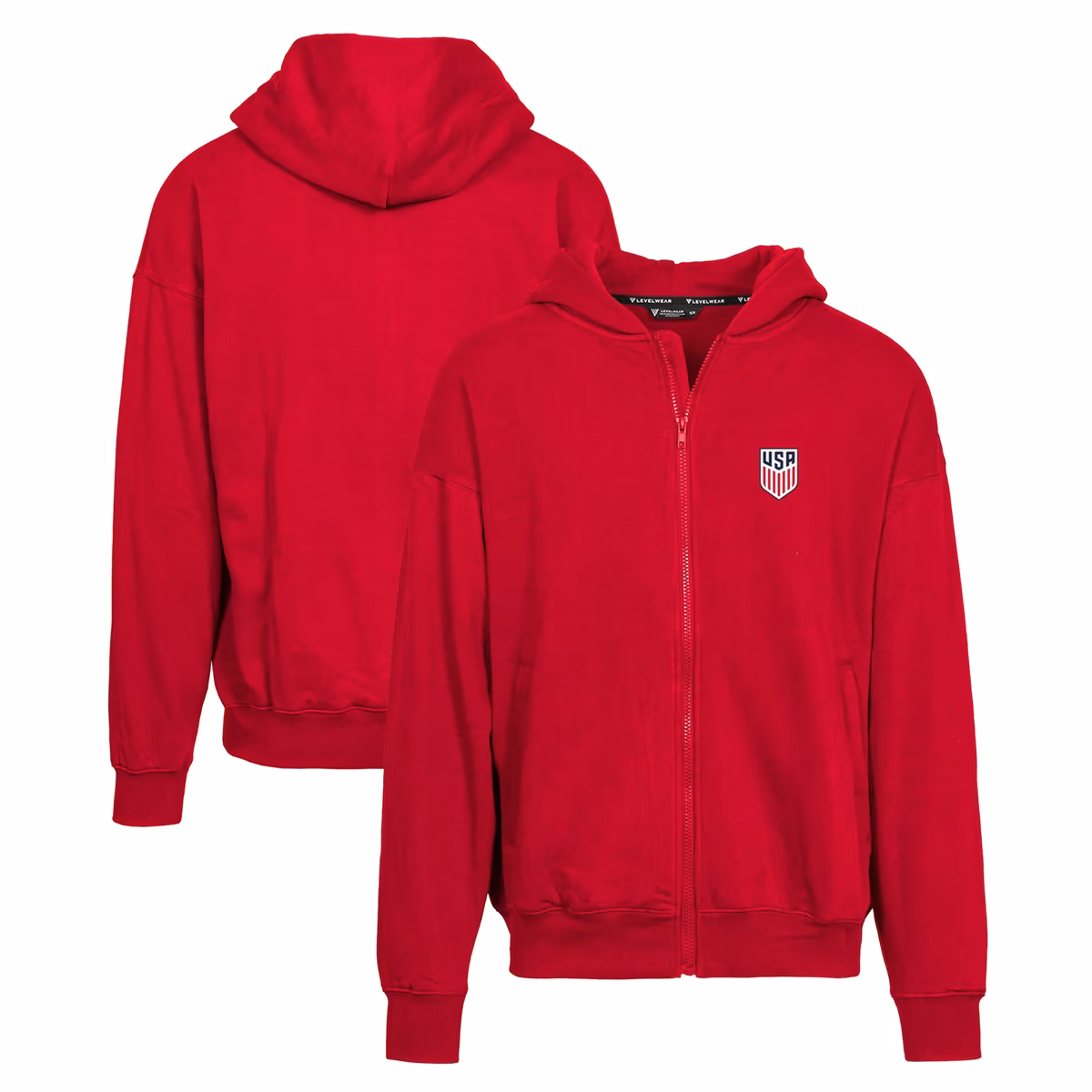 Men's Levelwear Red USMNT Uphill Full-Zip Hoodie 6 Men's Levelwear Red USMNT Uphill Full-Zip Hoodie