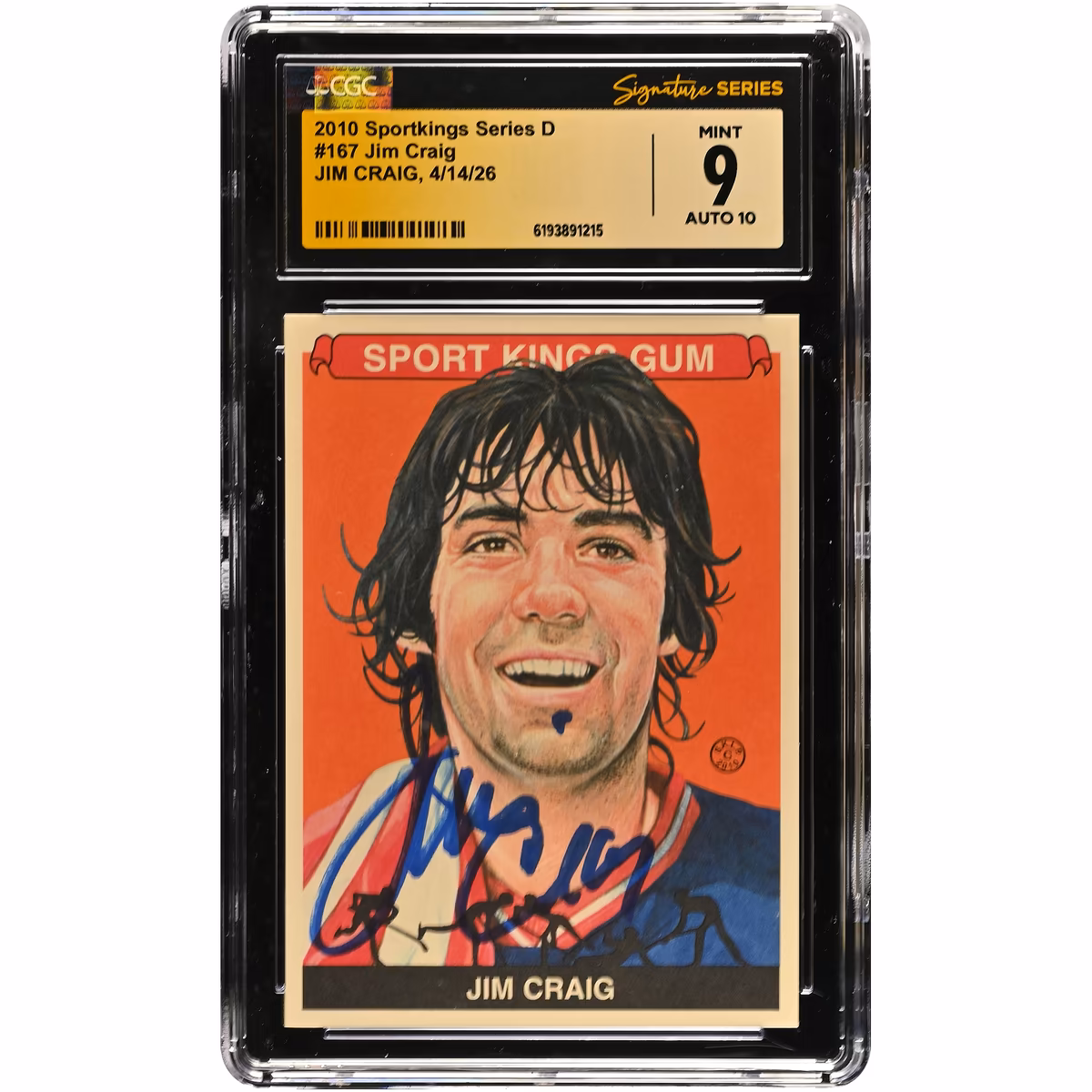Jim Craig US Hockey Autographed 2010 Sportkings Series D #167 CGC Fanatics Witnessed Authenticated 9/10 Card 1 Jim Craig US Hockey Autographed 2010 Sportkings Series D #167 CGC Fanatics Witnessed Authenticated 9/10 Card
