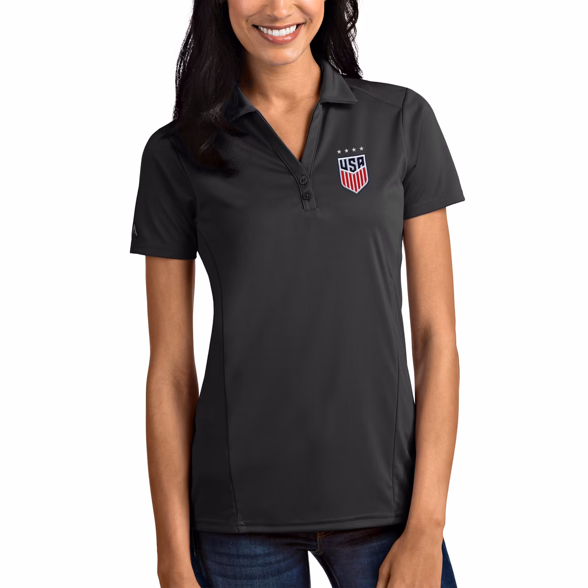 Women's Antigua Charcoal USWNT Tribute Polo