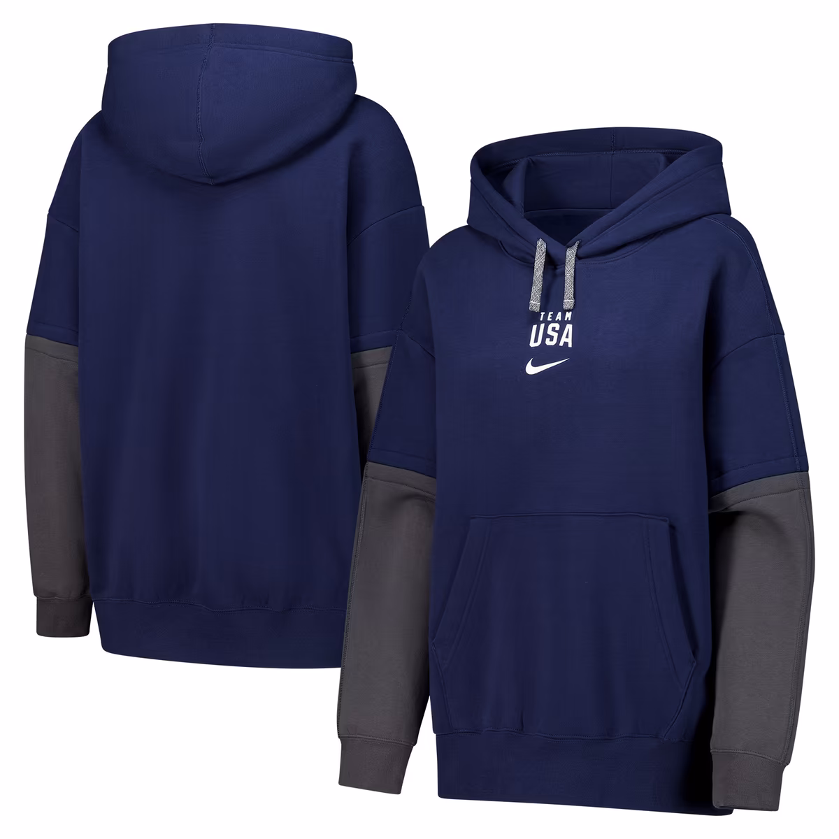 Women's Nike Navy Team USA Color Block Essential Pullover Hoodie 1 Women's Nike Navy Team USA Color Block Essential Pullover Hoodie