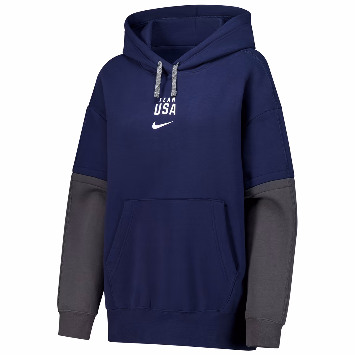 Women's Nike Navy Team USA Color Block Essential Pullover Hoodie 2 Women's Nike Navy Team USA Color Block Essential Pullover Hoodie