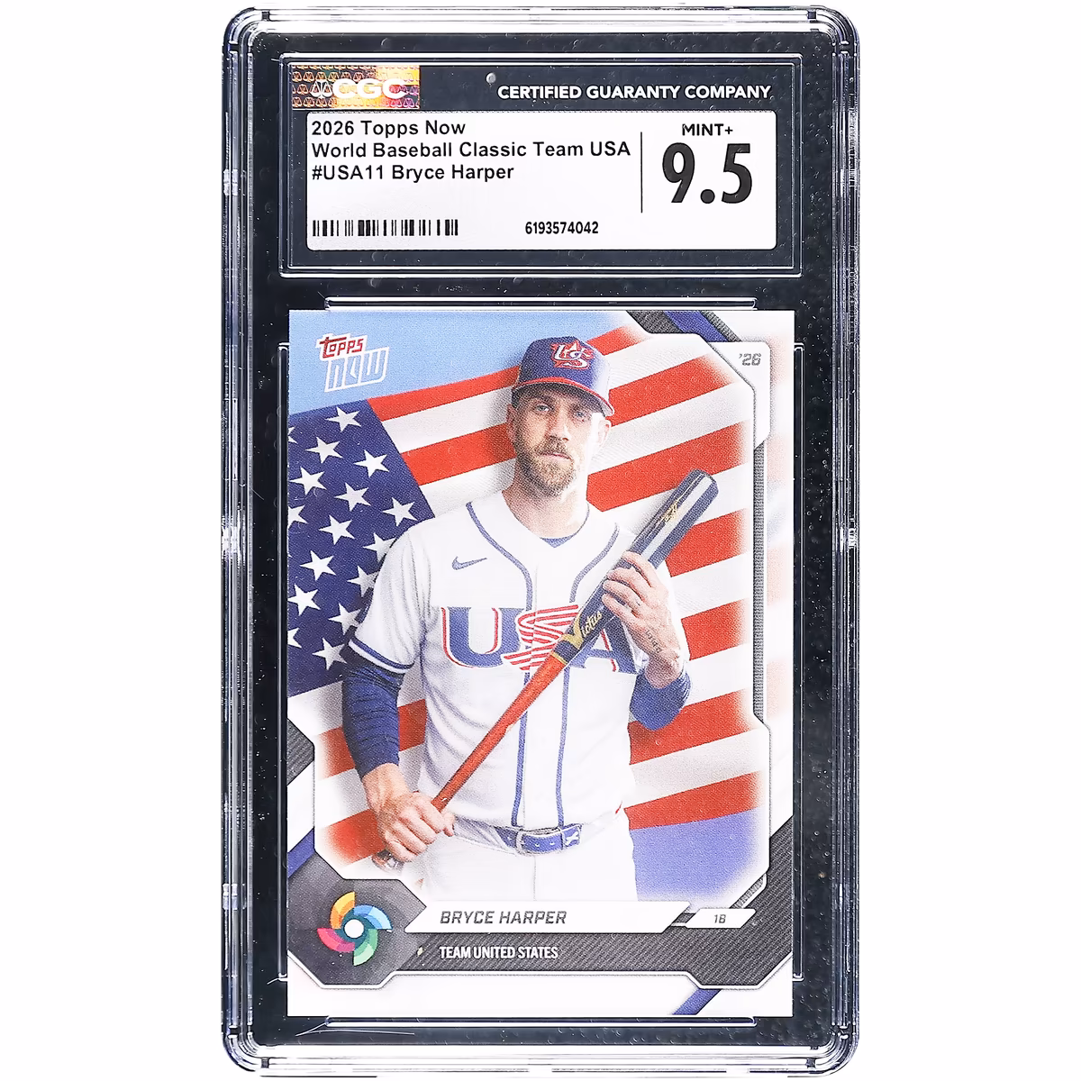 Bryce Harper USA Baseball 2026 Topps Now #USA11 CGC Authenticated 9.5 Card 4 Bryce Harper USA Baseball 2026 Topps Now #USA11 CGC Authenticated 9.5 Card