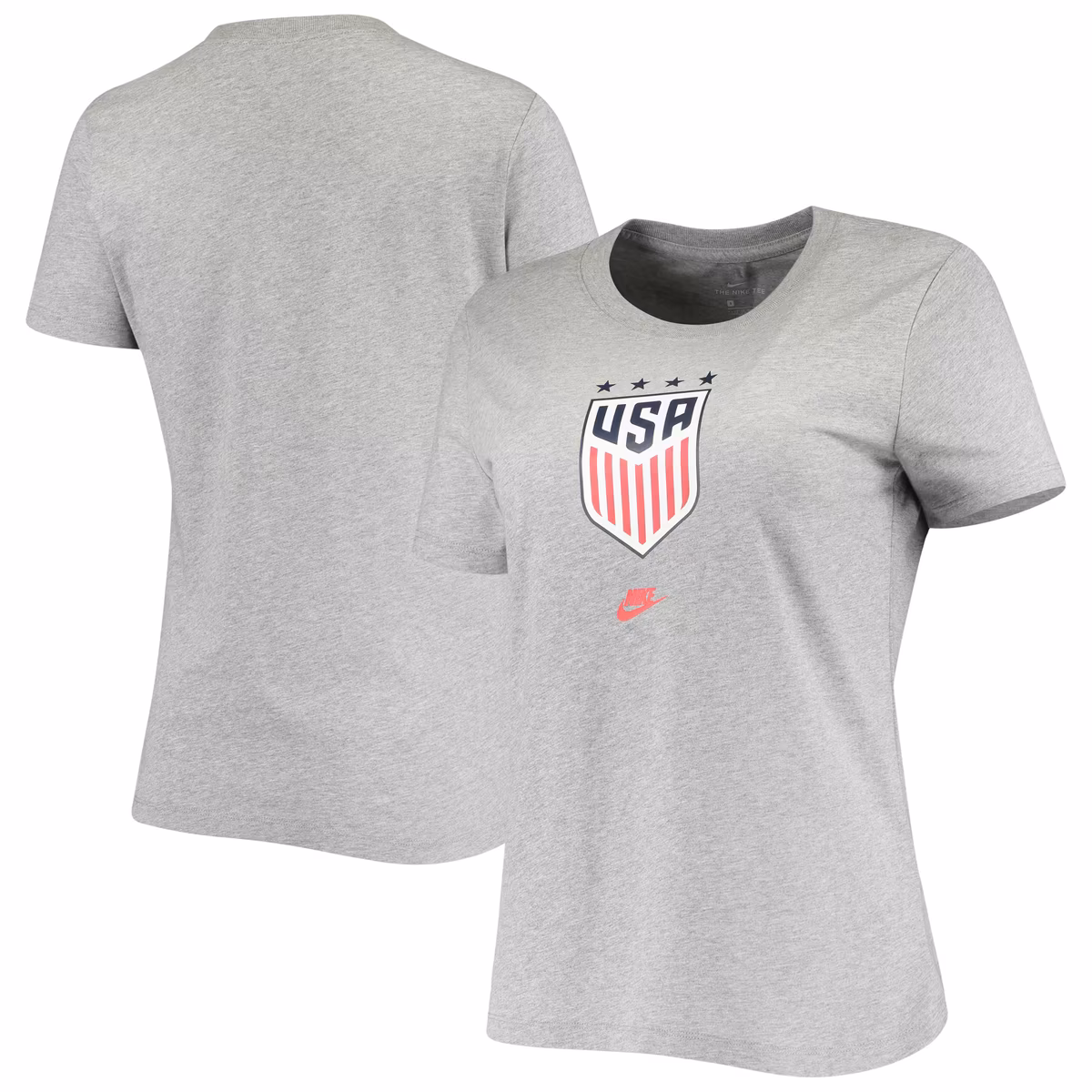 Women's Nike Heathered Gray USWNT 4-Star Crest T-Shirt