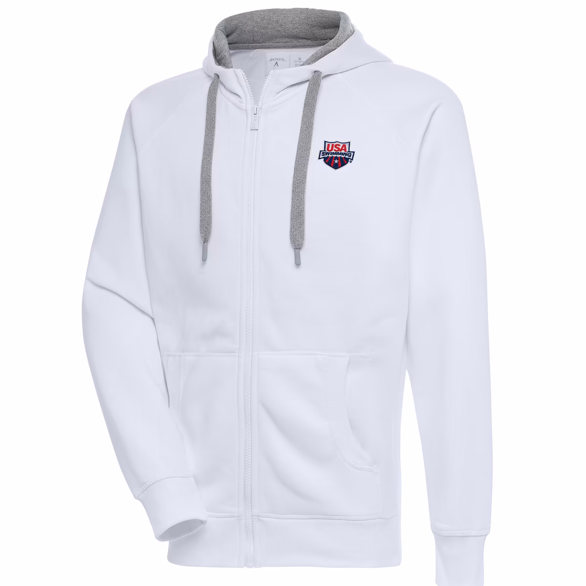 Men's Antigua  White USA Swimming Victory Full-Zip Hoodie