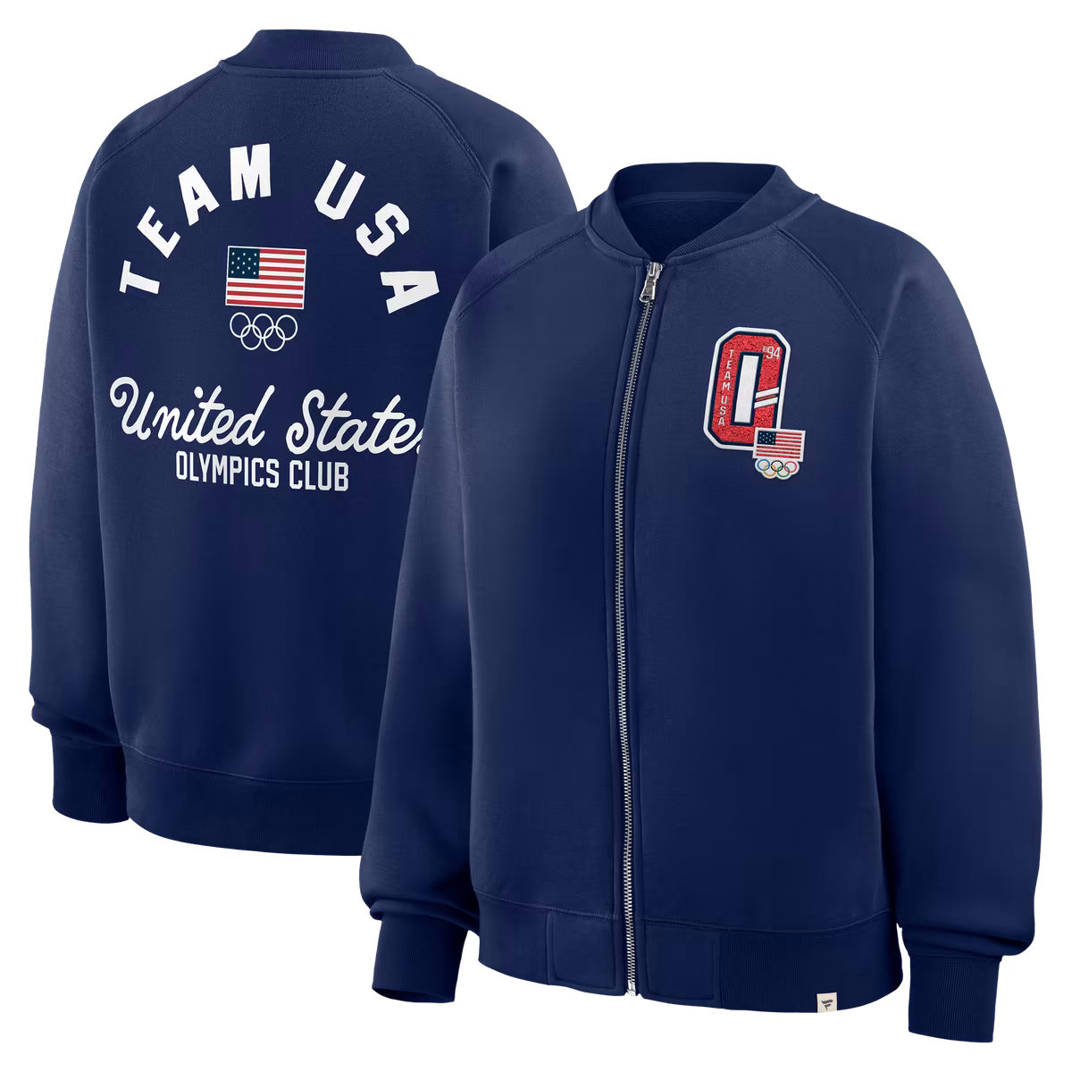Women's Fanatics Navy Team USA Tracker Tri-Blend Raglan Full-Zip Jacket