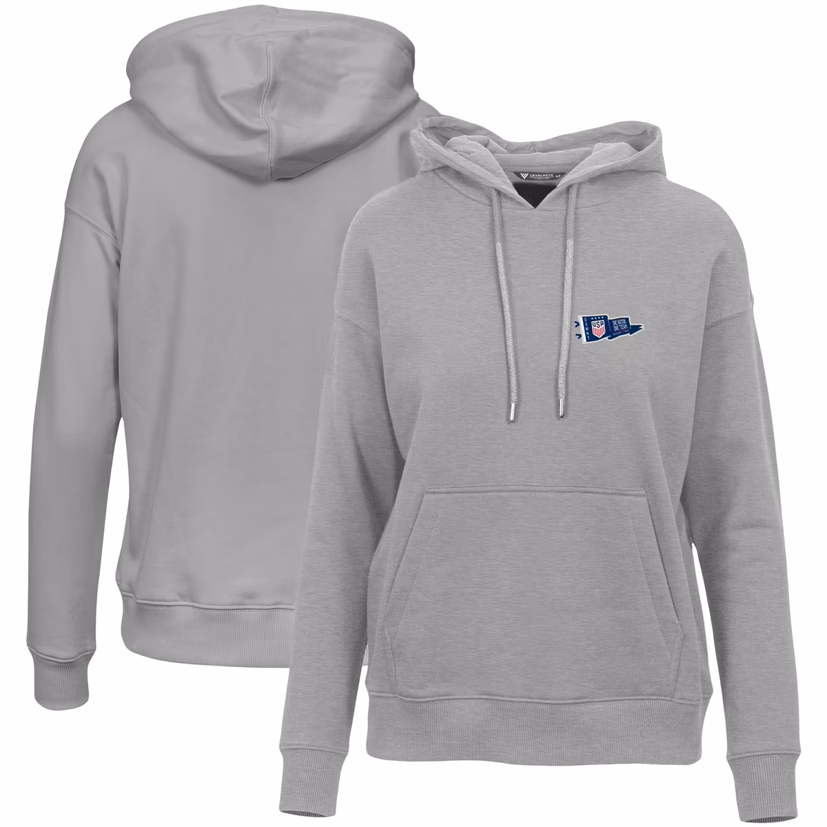 Women's Levelwear Gray USWNT Adorn Strike Fast Pullover Hoodie