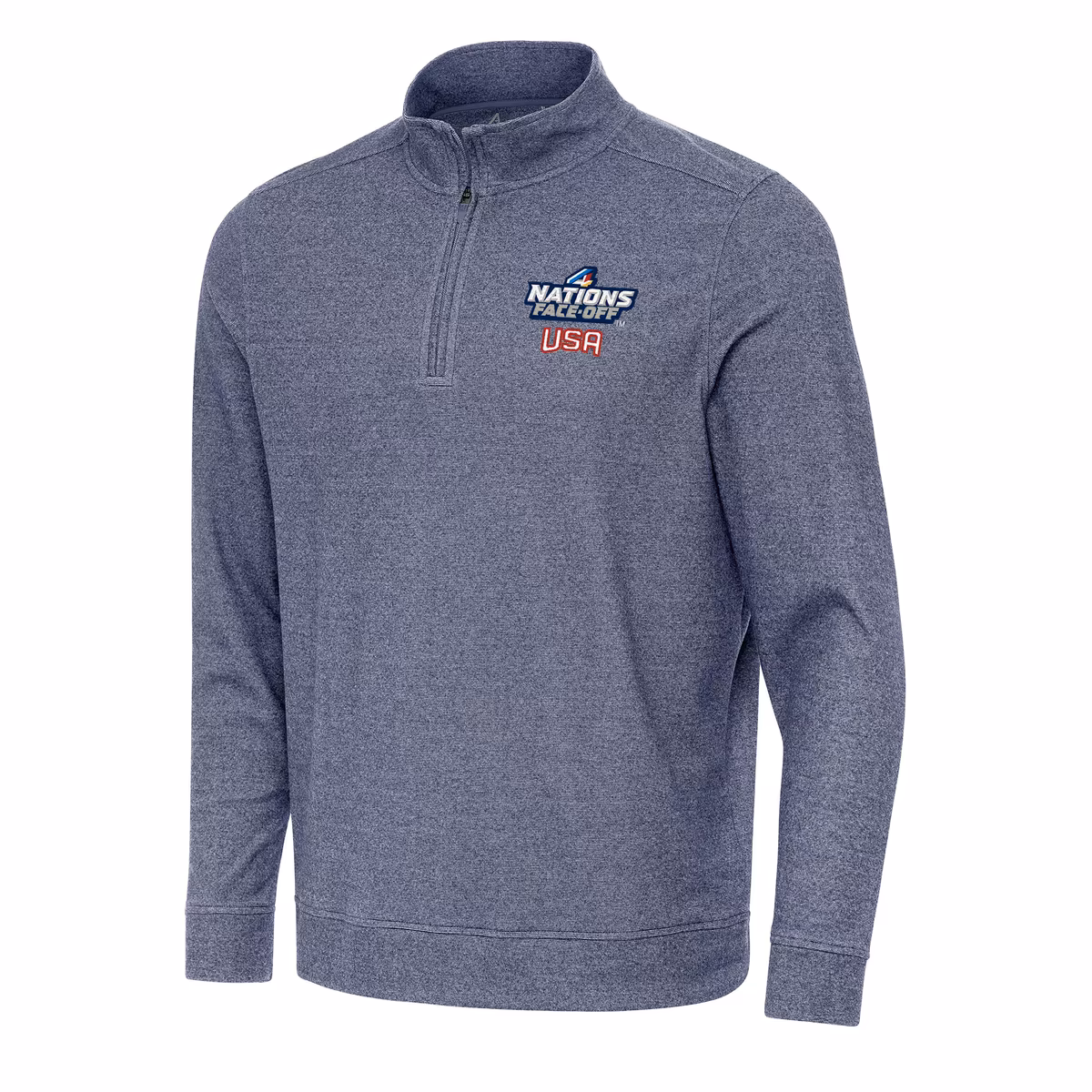 Men's Antigua Heather Navy USA Hockey 2025 4 Nations Face Off Subtle Quarter-Zip Top 1 Men's Antigua Heather Navy USA Hockey 2025 4 Nations Face Off Subtle Quarter-Zip Top