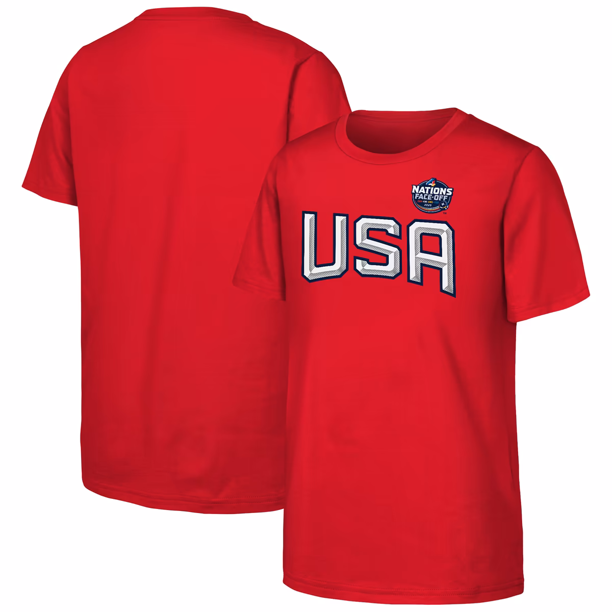 Youth Red USA 2025 4 Nations Face-Off Primary Logo T-Shirt