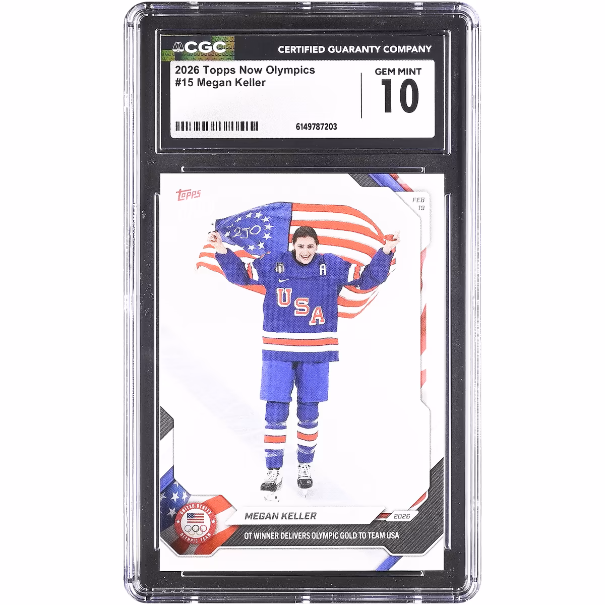 Megan Keller Team USA 2026 Topps Now Olympics OT Winner Delivers Olympic Gold to Team USA #15 CGC Authenticated 10 Card