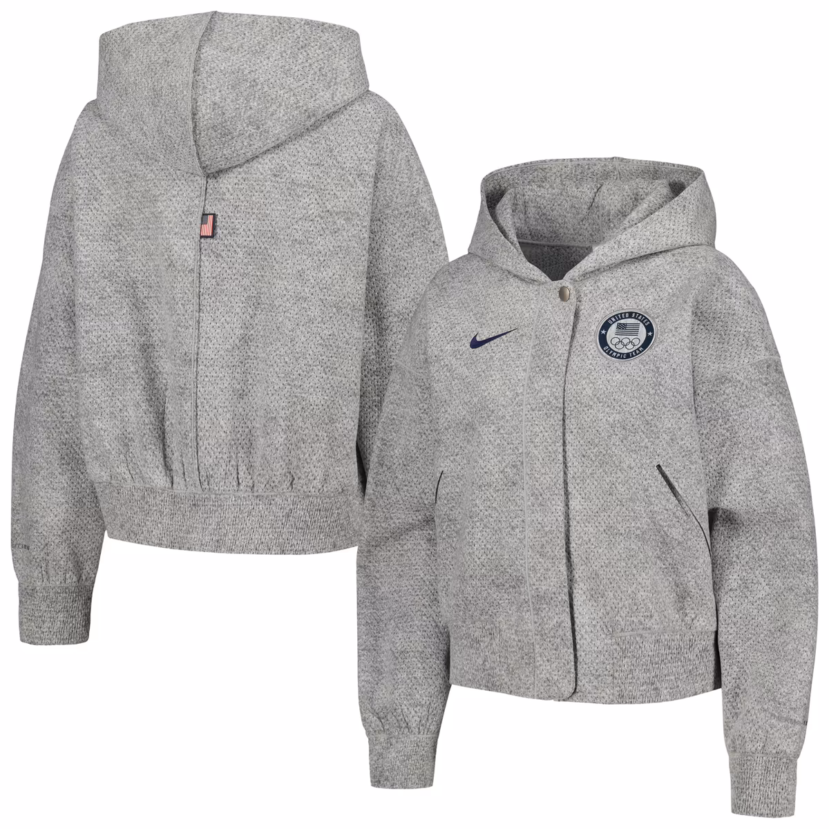 Women's Nike Gray Team USA Media Day Oversized Cropped Hoodie Performance Full-Zip Jacket 1 Women's Nike Gray Team USA Media Day Oversized Cropped Hoodie Performance Full-Zip Jacket