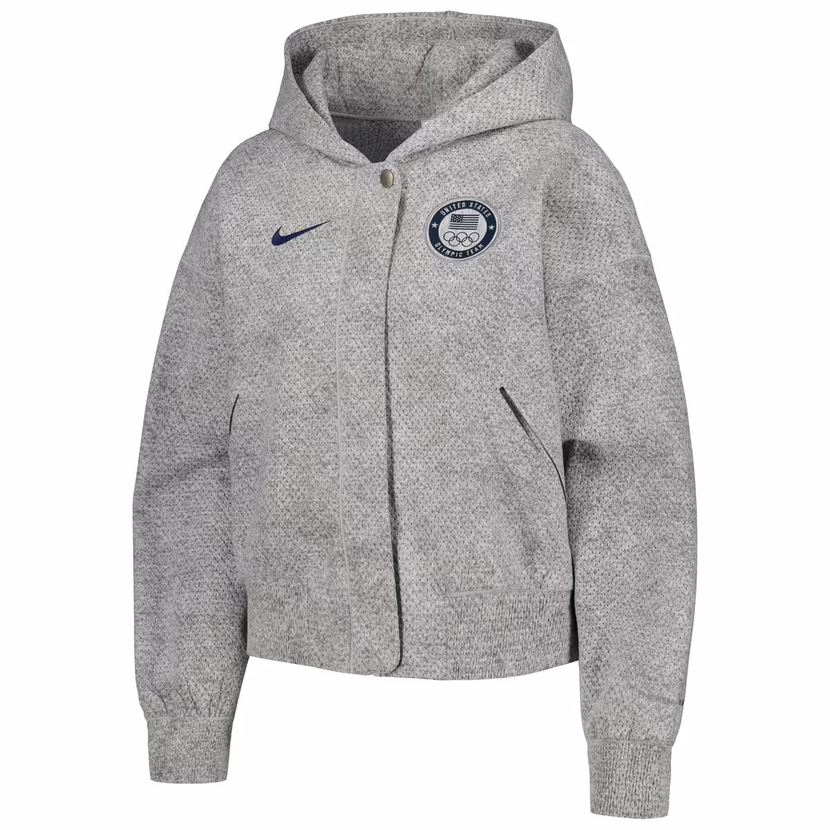 Women's Nike Gray Team USA Media Day Oversized Cropped Hoodie Performance Full-Zip Jacket 2 Women's Nike Gray Team USA Media Day Oversized Cropped Hoodie Performance Full-Zip Jacket