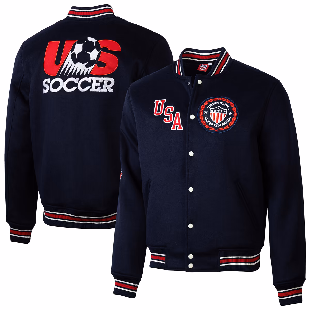 Men's Sport Design Sweden  Navy USMNT Icon Full-Snap Varsity Jacket